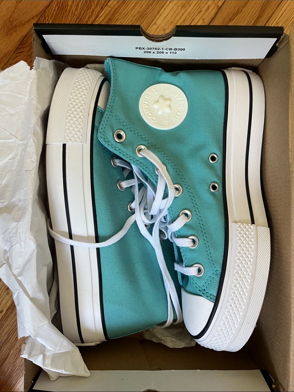 Women’s Converse Chuck Taylor All Star High Top Sneakers Teal Aqua Platform - Picture 1 of 3